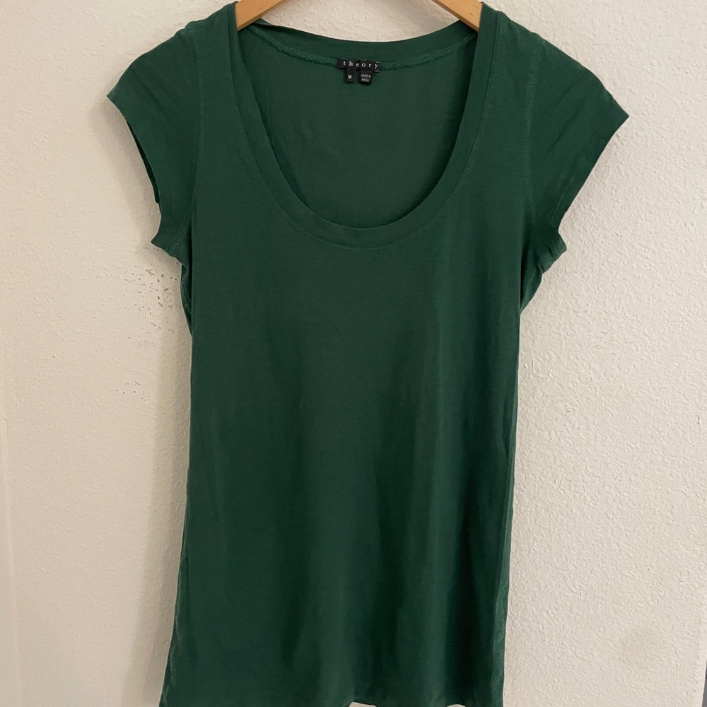 Theory Green Scoop Neck Top, M